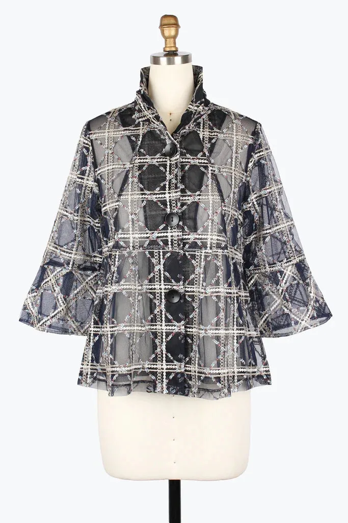 Damee Metallic Chenille Embroidery Short Jacket 2463-Nvy F25