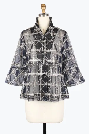 Damee Metallic Chenille Embroidery Short Jacket 2463-Nvy F25