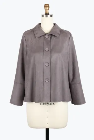 Damee Microsuede Bell Sleeve Jacket 4977-GRY F25
