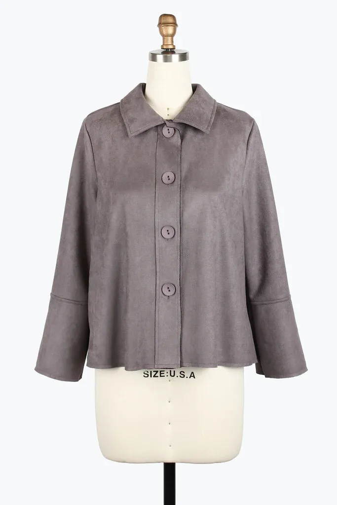 Damee Microsuede Bell Sleeve Jacket 4977-GRY F25
