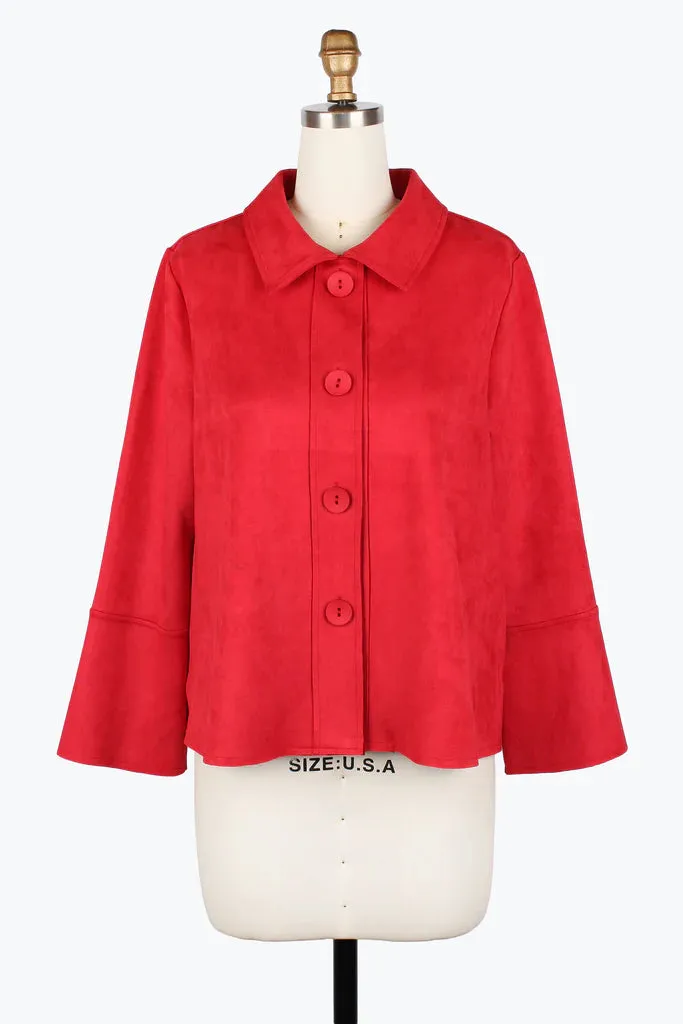 Damee Microsuede Bell Sleeve Jacket 4977-GRY F25