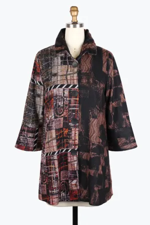 Damee Mixed Art Long Jacket 5016-Brn F25