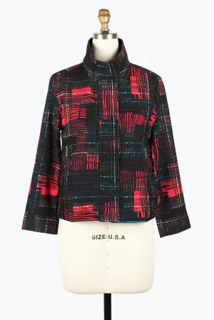 Damee Multi-Stripe Micro Cord Biker Jacket 5020-Red F25
