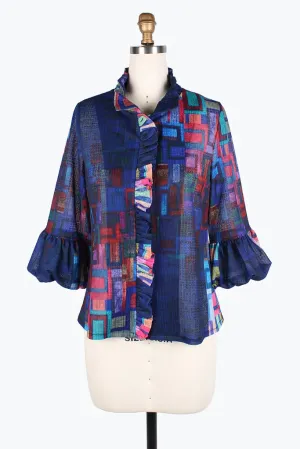 Damee Rainbow Squares Ruffle Jacket 2393-MLT