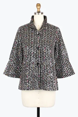 Damee Sequin Chenille Stripe Knit Jacket 4978-Mlt