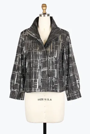 Damee Sequined Denim Biker Jacket 4928-Blk F25