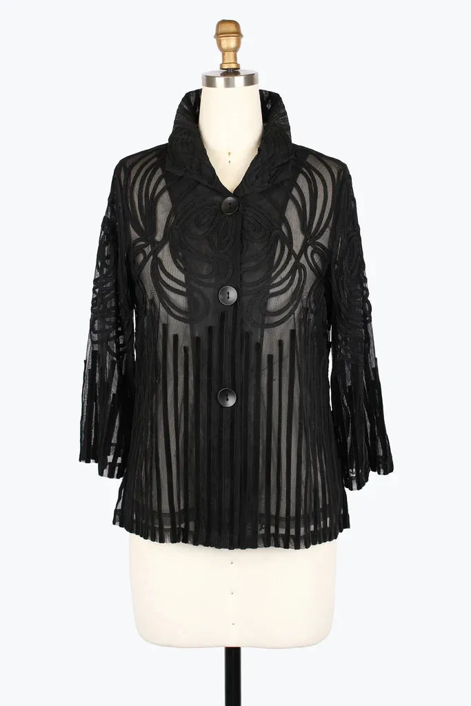 Damee Soutache Jacket Swirl & Stripe black 2459-BLK