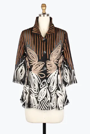 Damee Stripe & Swirl Soutache Flare Jacket 2470-Mar F25