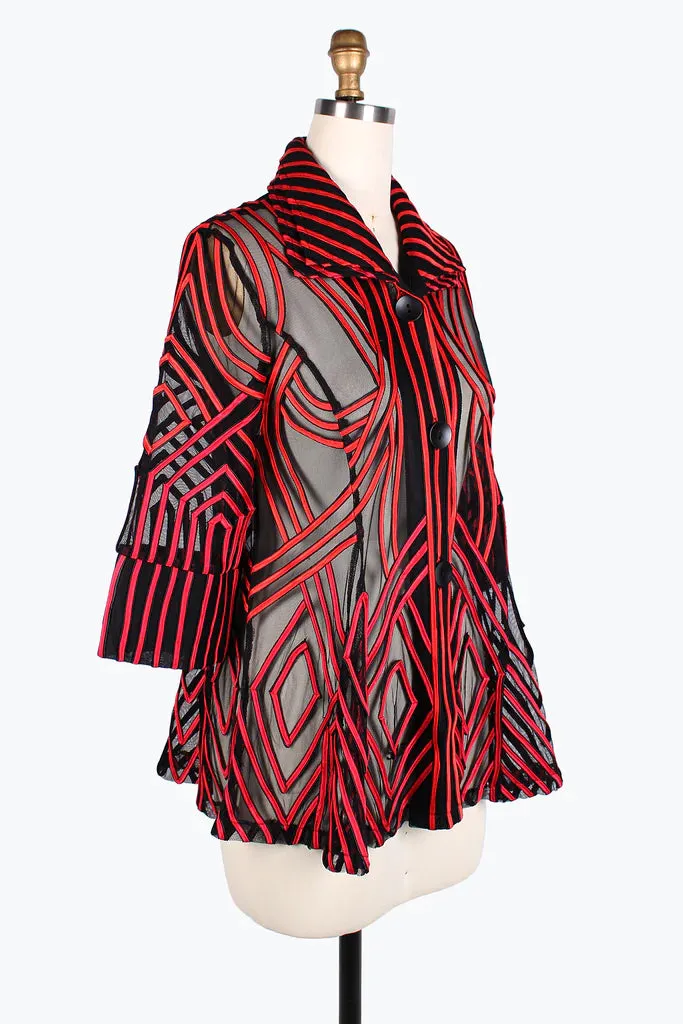 Damee Two-Tone Soutache Jacket 2363-Red