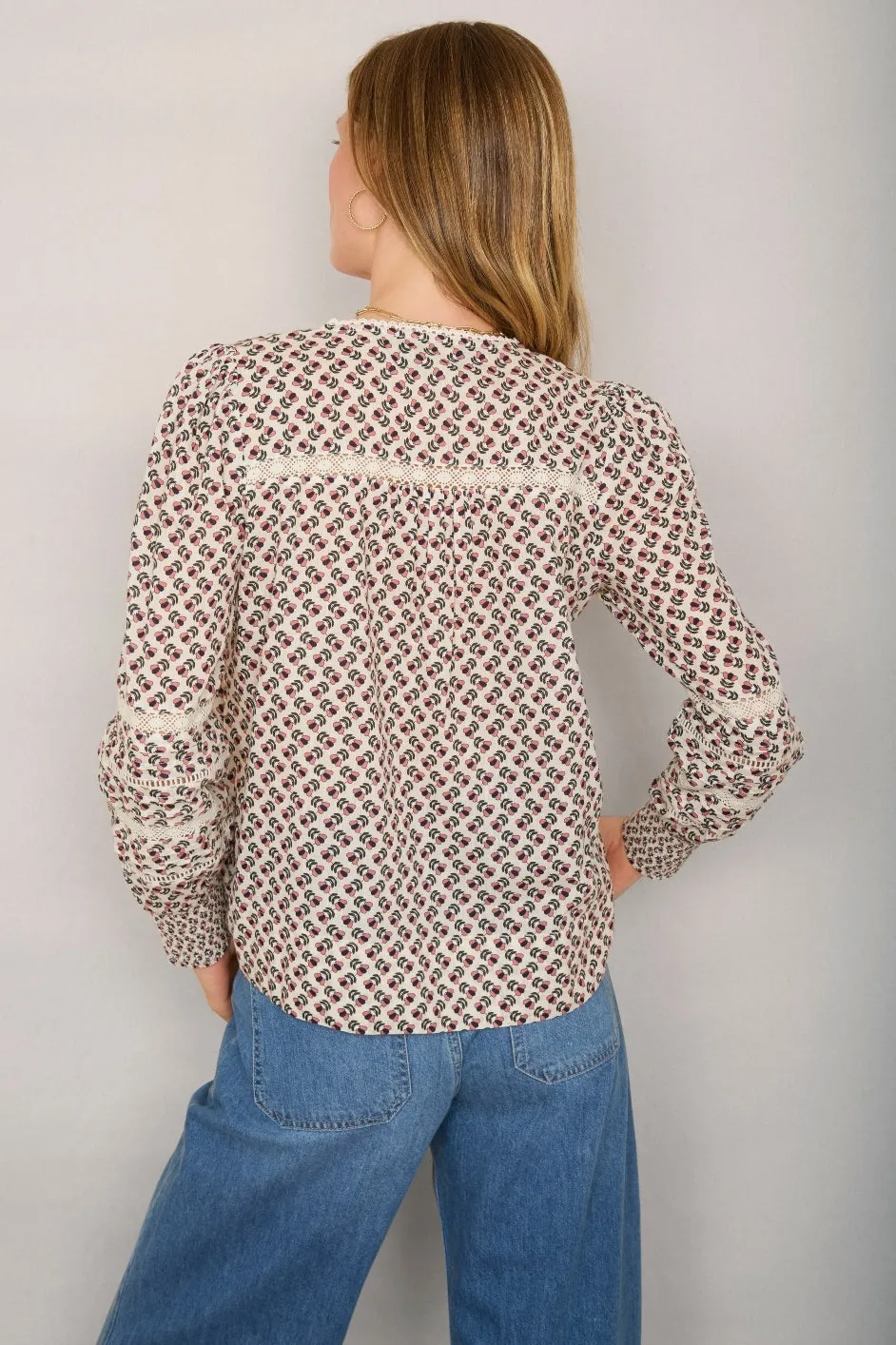 Daphne Printed Blouse - Ivory Woodblock