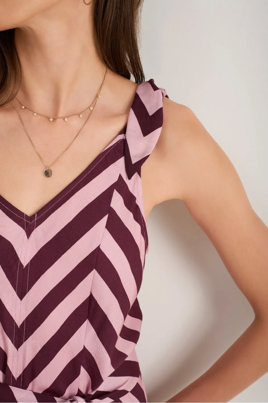 DB X Wyse Hanky Hem Dress - Plum Stripe