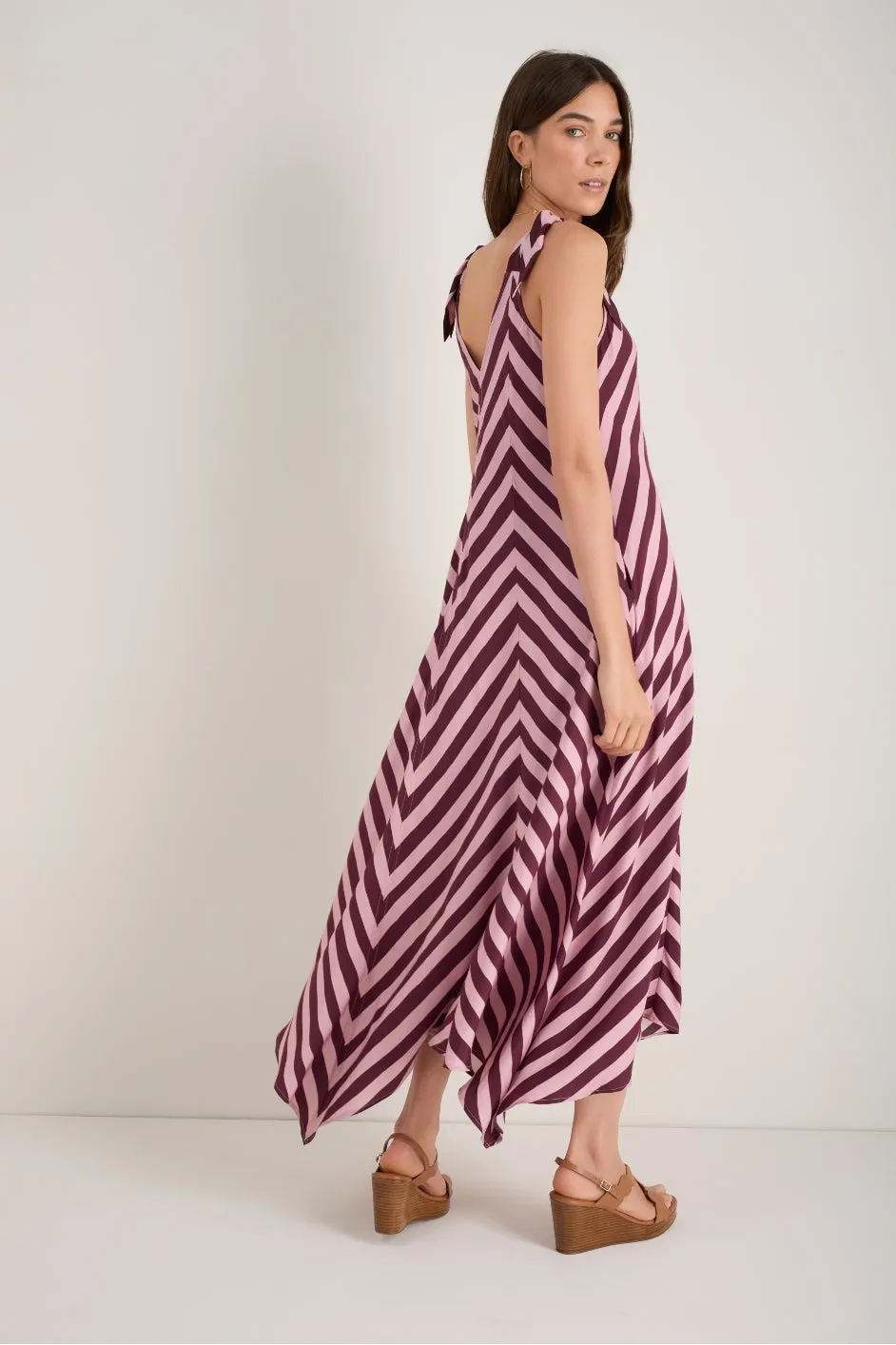DB X Wyse Hanky Hem Dress - Plum Stripe