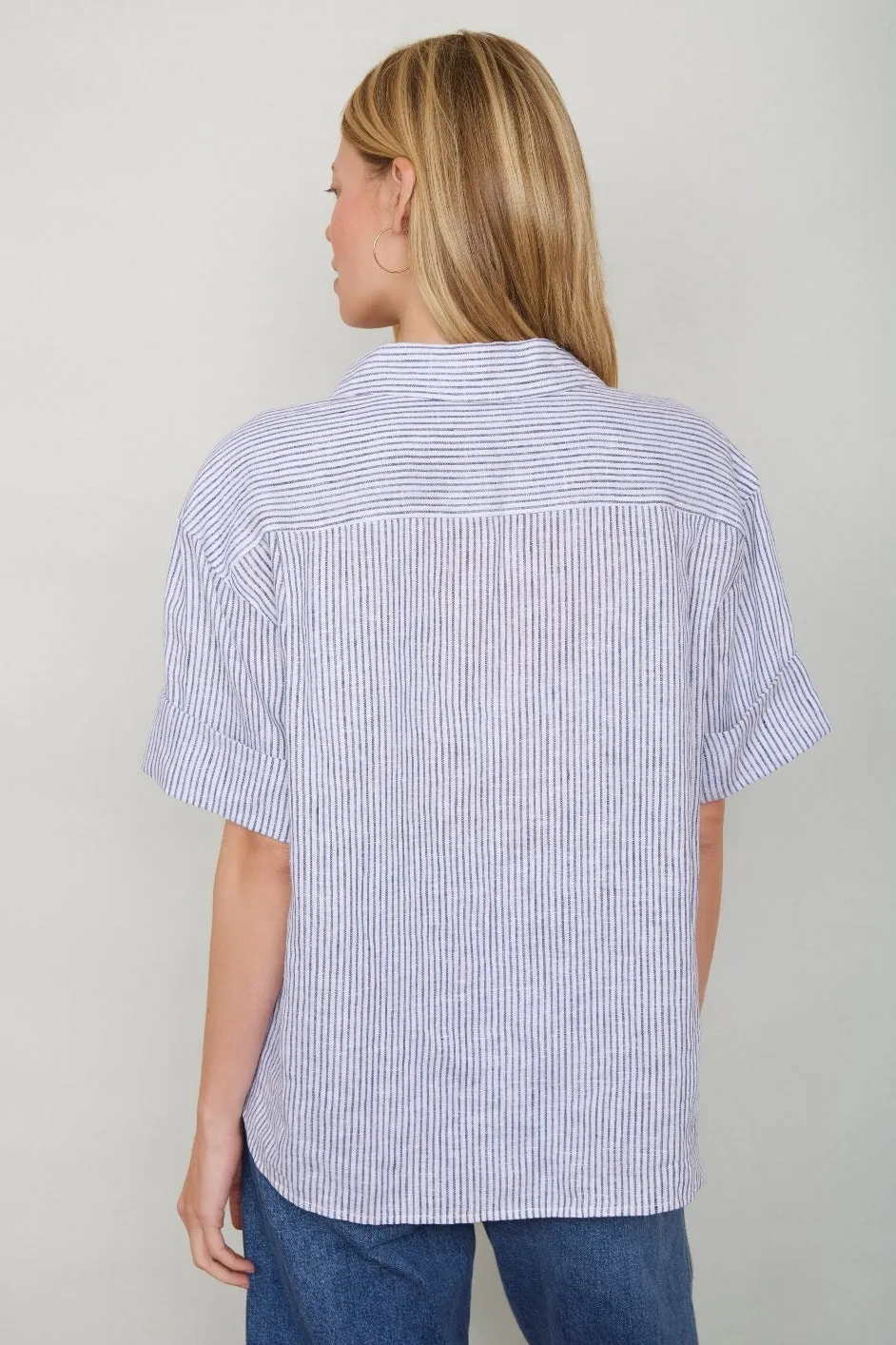 DB X Wyse Linen Shirt - Ivory/Blue Stripe