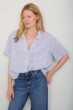 DB X Wyse Linen Shirt - Ivory/Blue Stripe