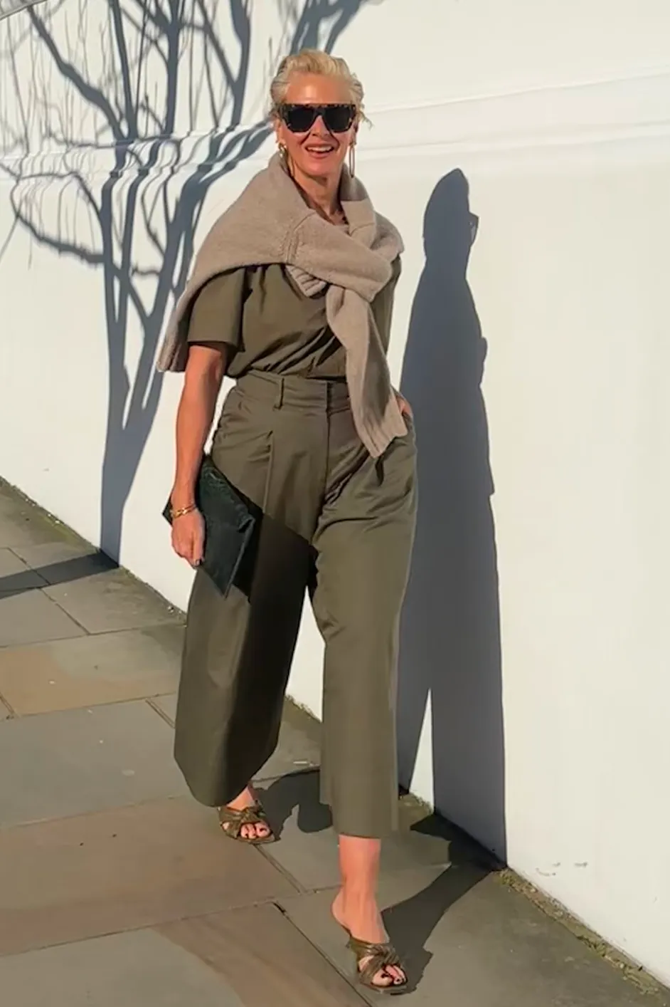 DB X Wyse Pleated Culotte Trouser - Khaki
