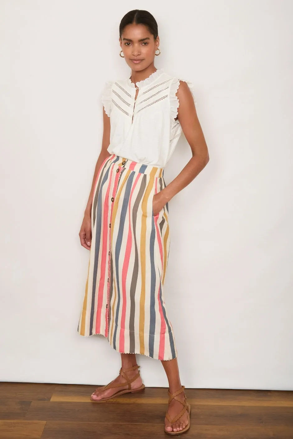 Evangeline Skirt - Multi Stripe