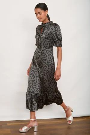 Fabienne Silk Dress - Grey Leopard