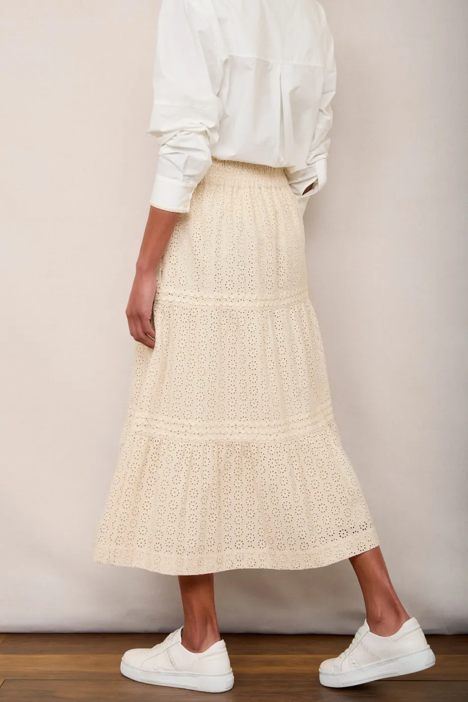 Felicity Broderie Skirt - Cream