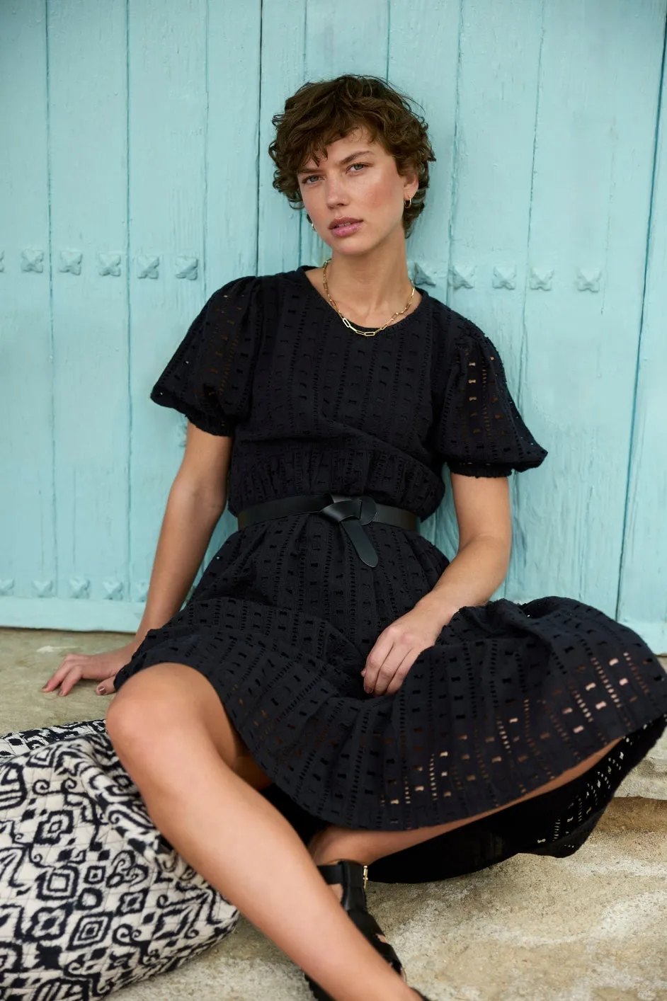 Fleurice Broderie Dress - Black