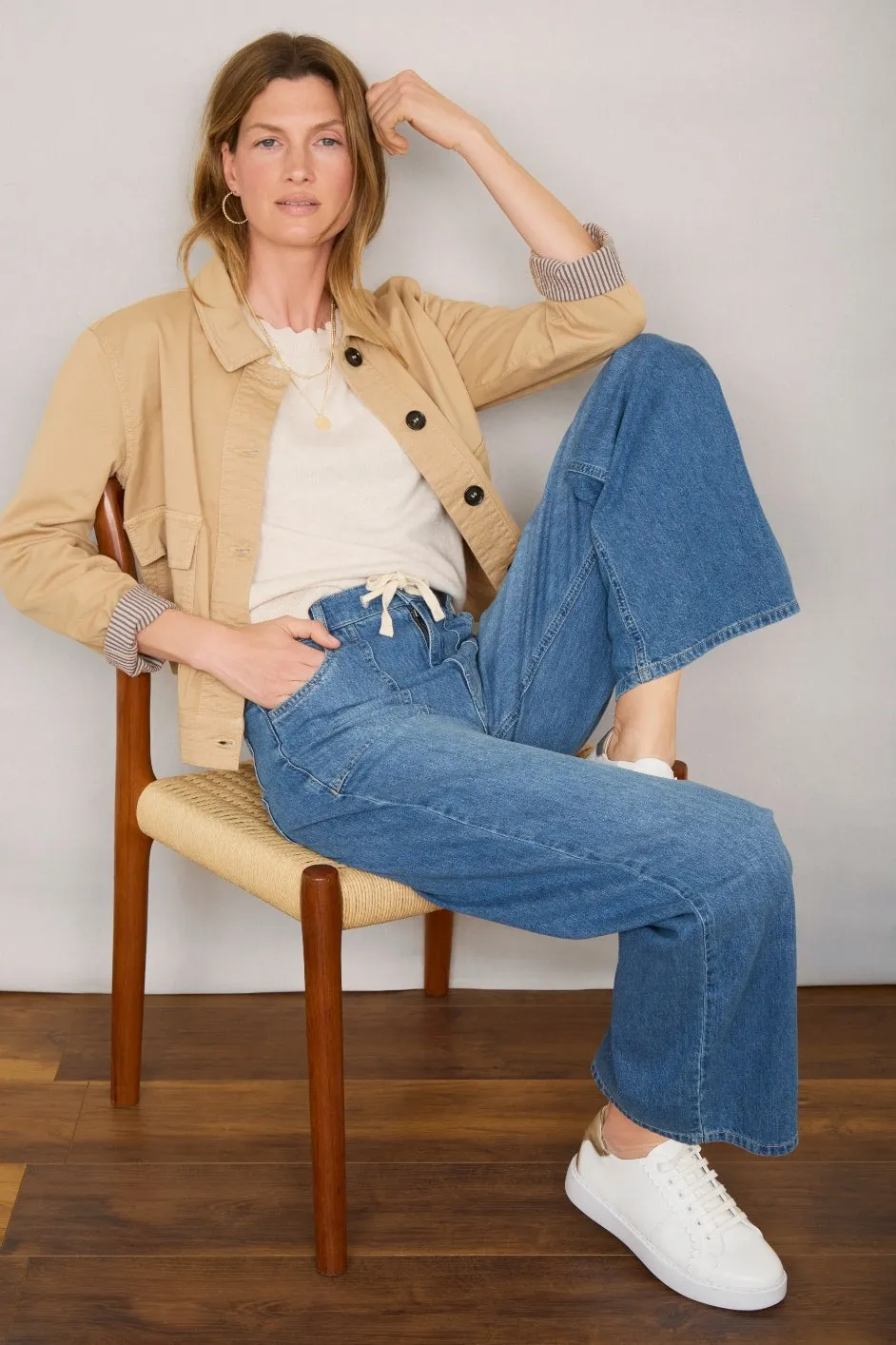 Fleurine Linen Cotton Knit Top - Parchment