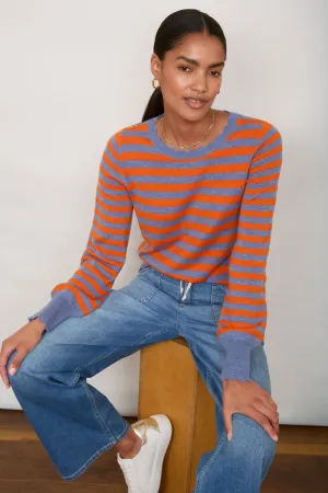 Fleurine Scallop Jumper - Denim Blue/Orange Stripe
