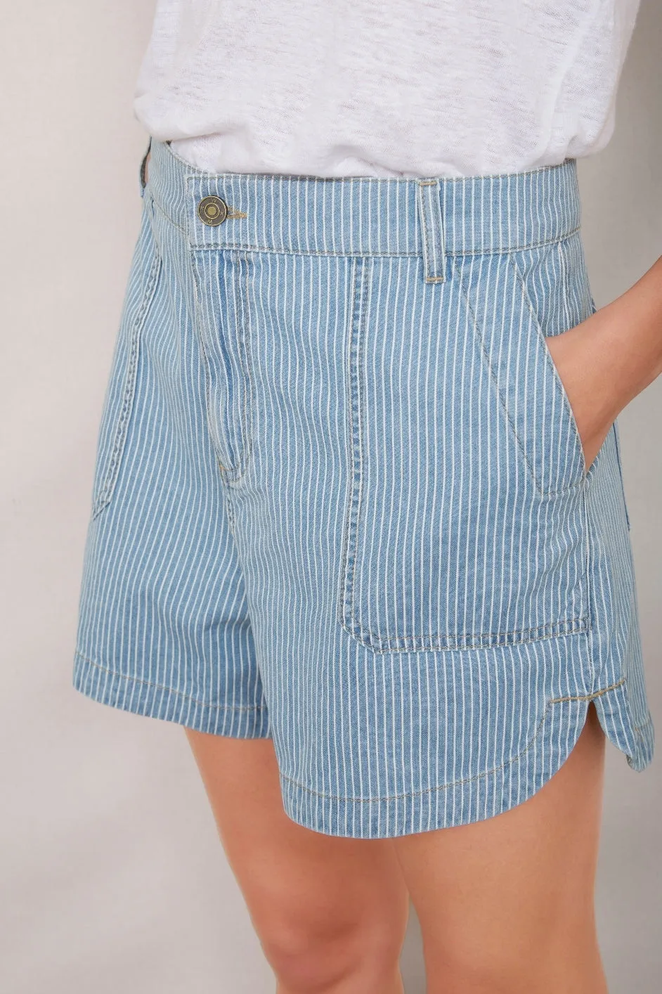 Flora Short - Blue/Ivory Stripe