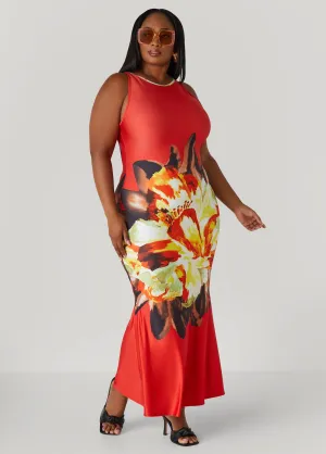 Floral Print Bodycon Maxi Dress
