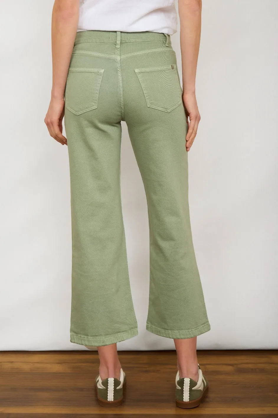 Flossie Carpenter Flare Cropped Jean - Sage Green