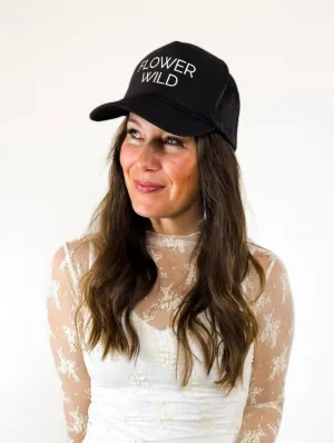 Flower Wild Trucker Hat ((Black & White))