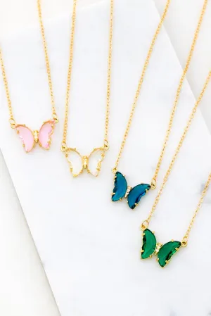 Flutter By Necklace (Clear, Blue, Green, or Pink)