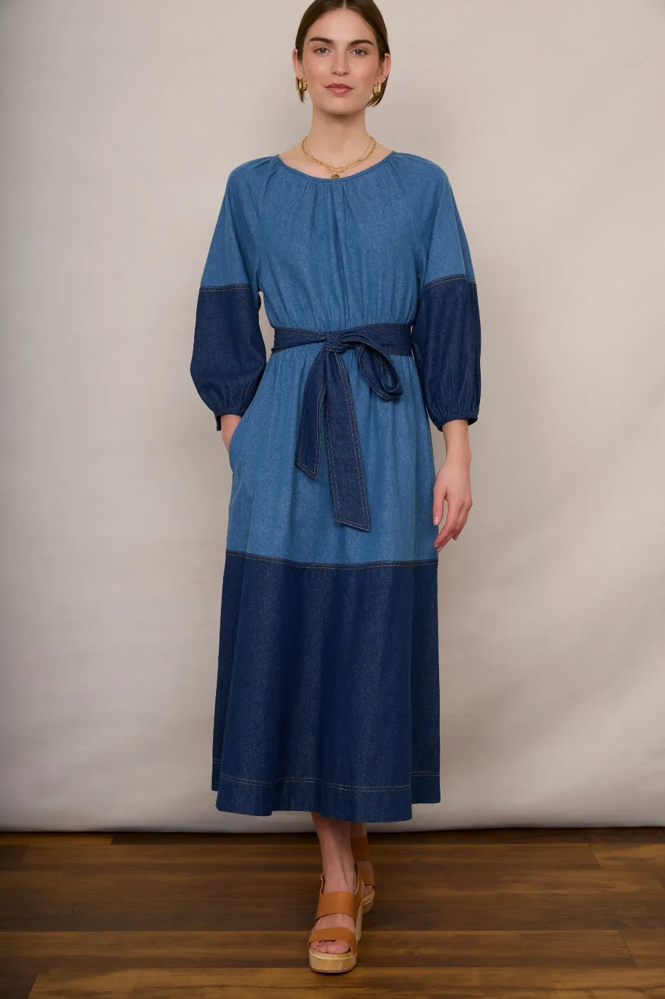 Frannie Patchwork Dress - Denim