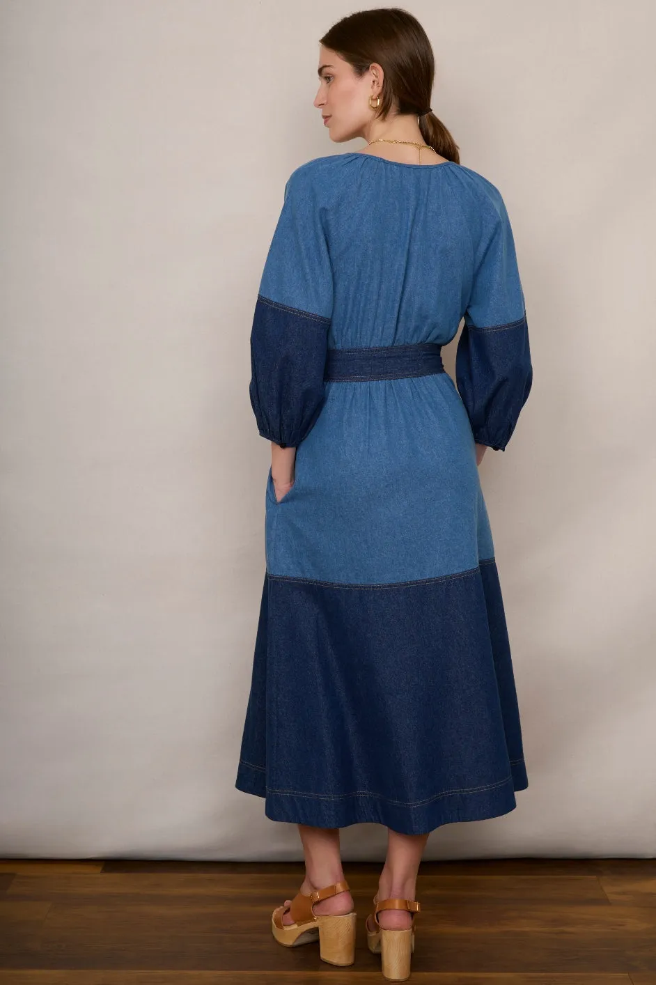 Frannie Patchwork Dress - Denim