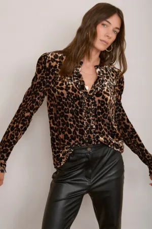 Freida Silk Velvet Blouse - Leopard