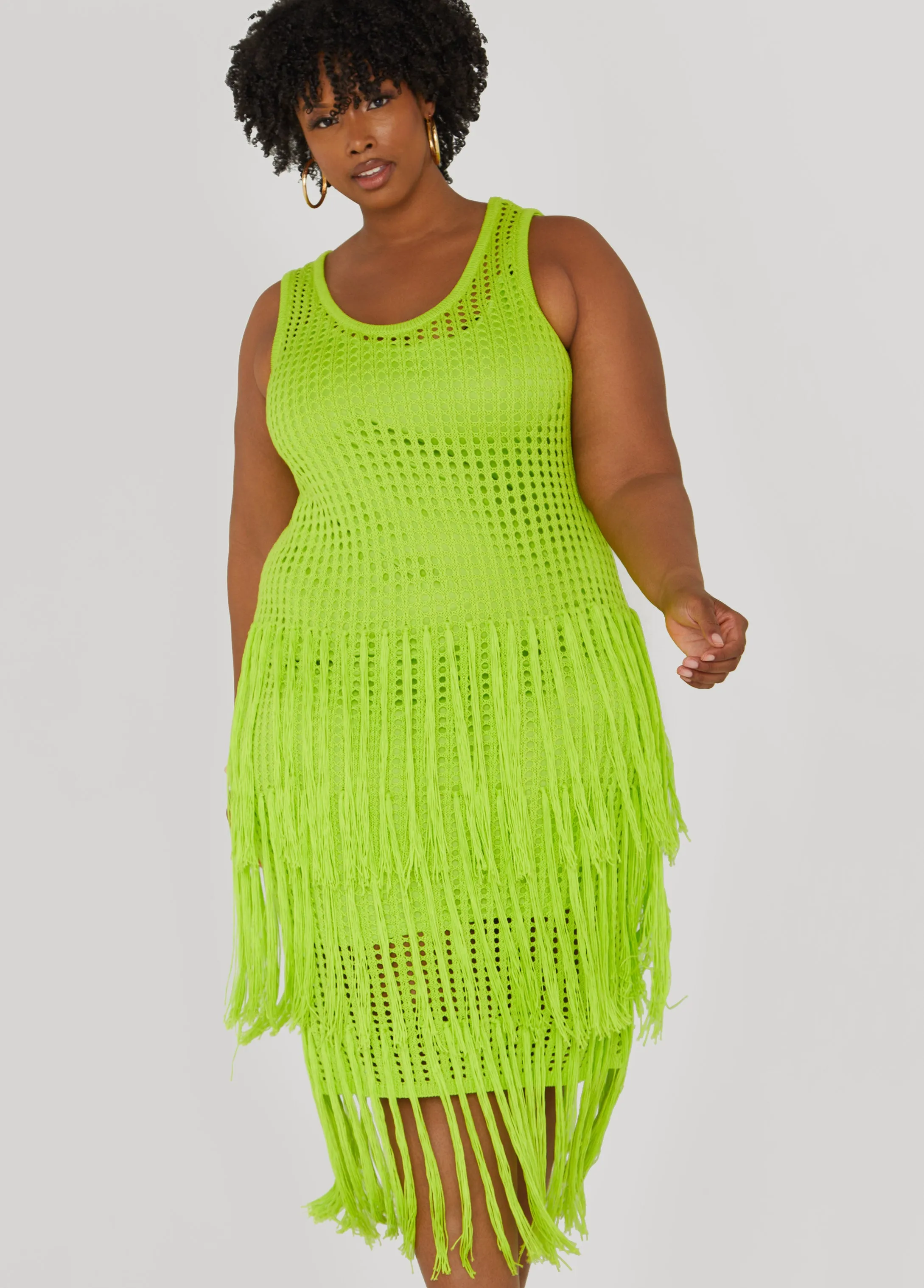 Fringed Crochet Tank Dress