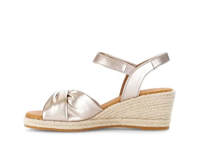 Gabor Comfort Espadrille Wedge Gold Sandal - Wide Fit