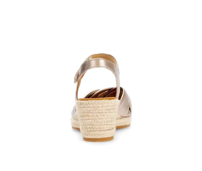 Gabor Comfort Espadrille Wedge Gold Sandal - Wide Fit