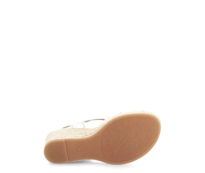 Gabor Comfort Espadrille Wedge Gold Sandal - Wide Fit