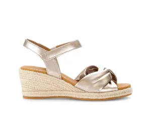 Gabor Comfort Espadrille Wedge Gold Sandal - Wide Fit