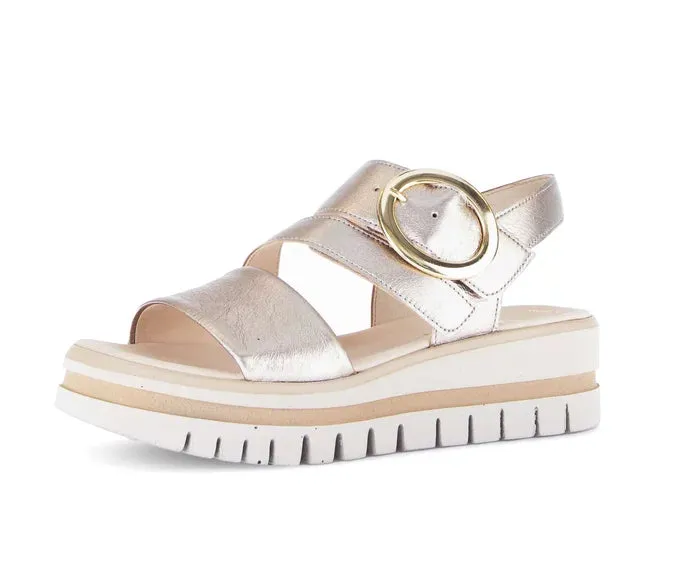 Gabor Gold Strap Sandal with Buckle