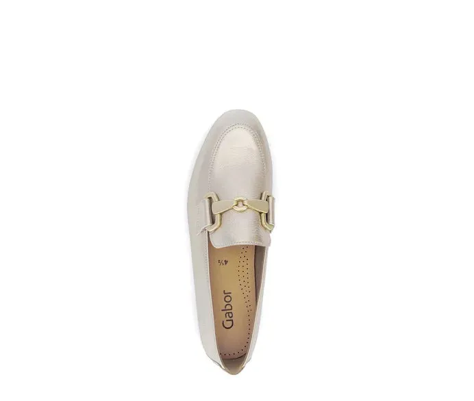 Gabor Metallic Gold Leather Loafer