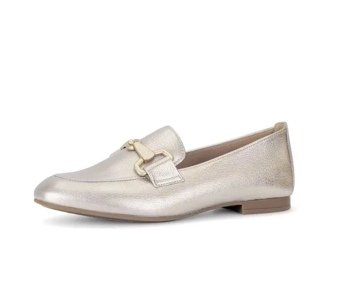Gabor Metallic Gold Leather Loafer
