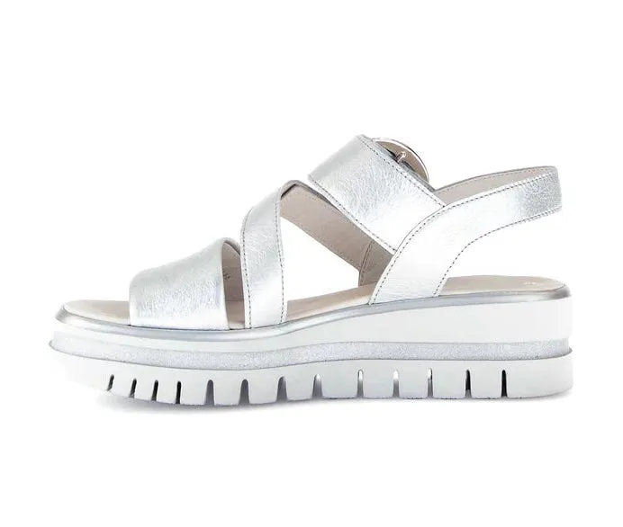 Gabor Silver Strap Sandal with Buckle