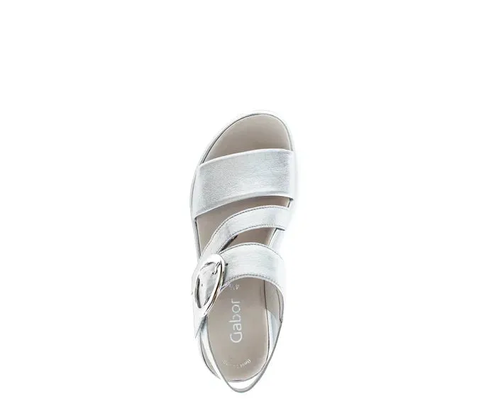 Gabor Silver Strap Sandal with Buckle