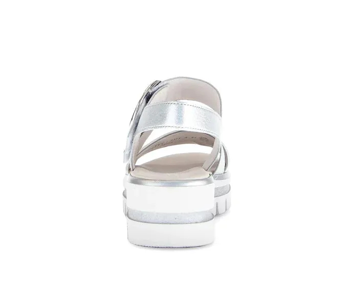 Gabor Silver Strap Sandal with Buckle