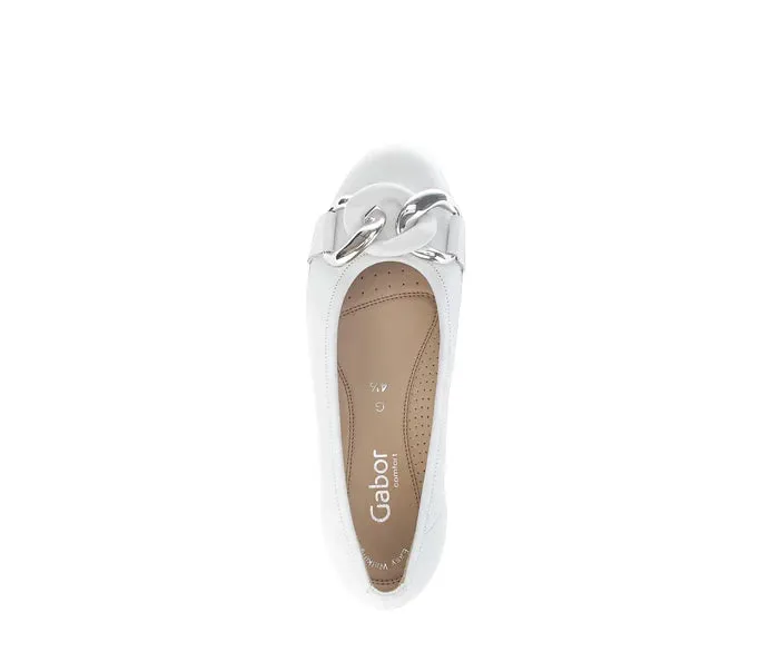 Gabor Smooth White Leather Sporty Ballerina