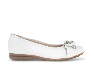 Gabor Smooth White Leather Sporty Ballerina