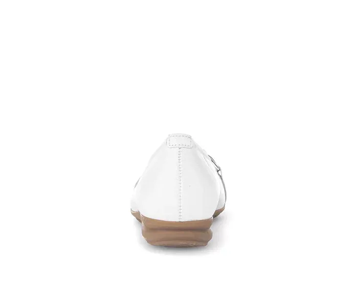 Gabor Smooth White Leather Sporty Ballerina