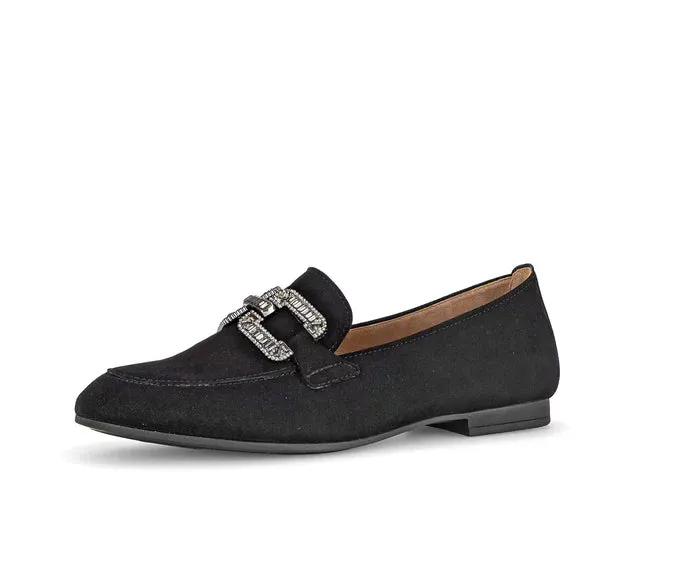 Gabor Suede Black Loafer