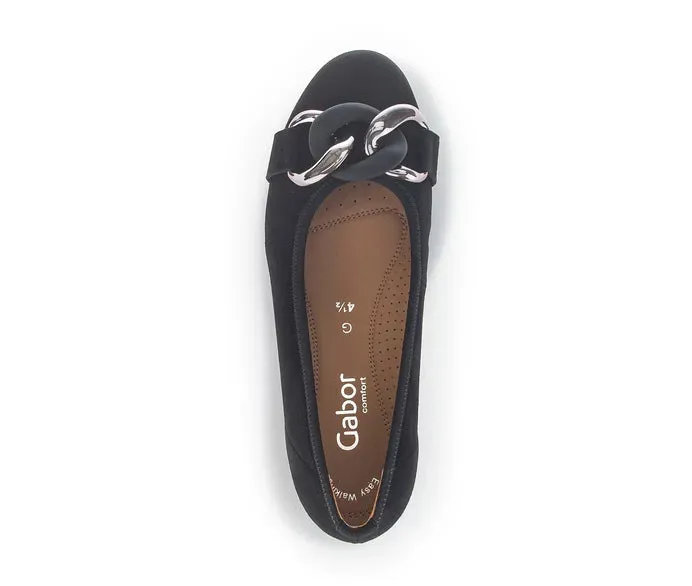 Gabor Suede Black Sporty Ballerina