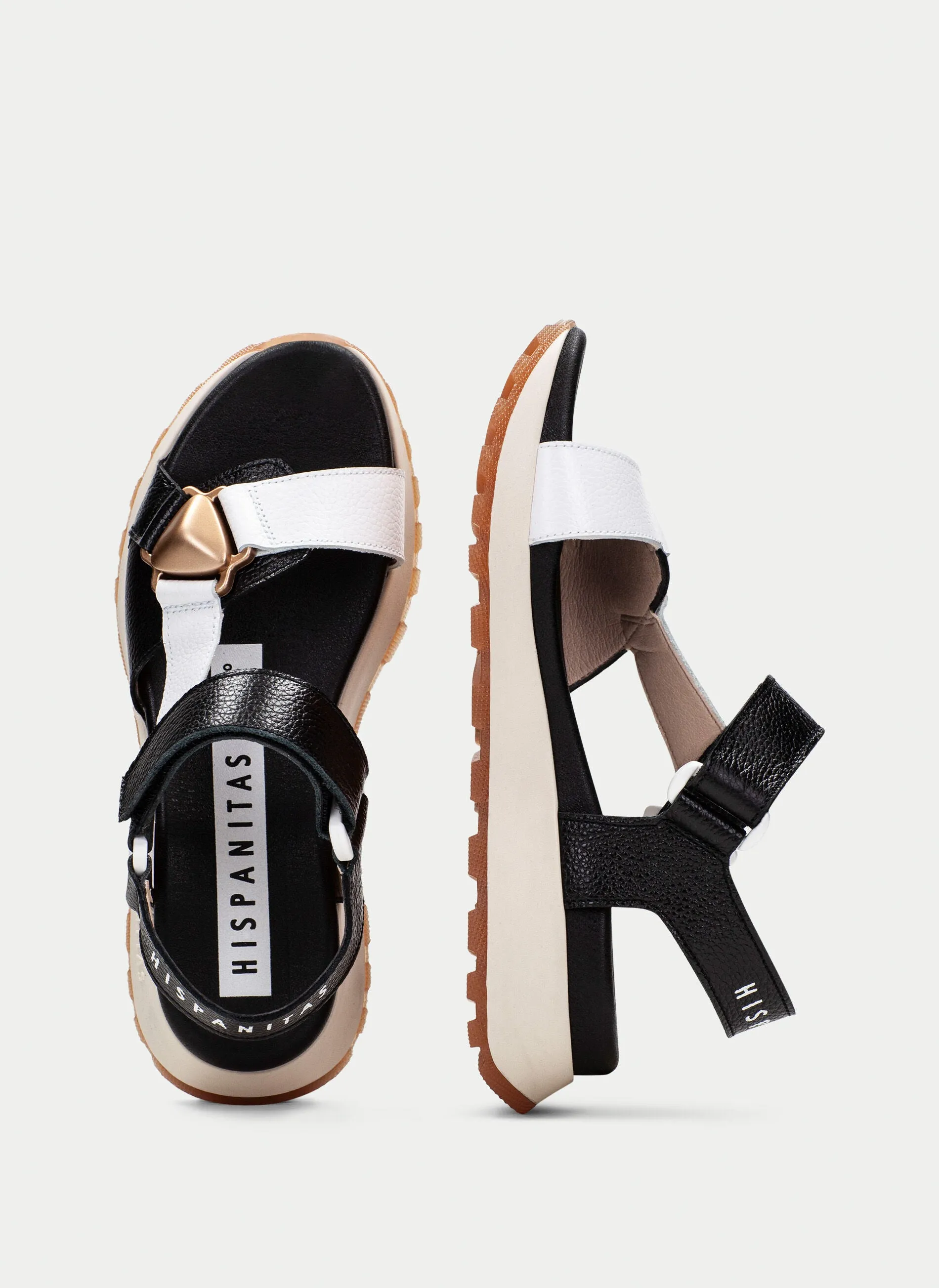 Hispanitas Black/White Sporty Sandals